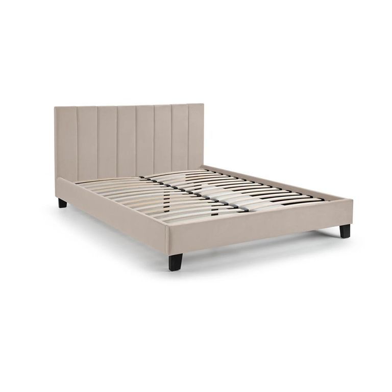 Rosa Bed - Cream Velvet Fabric - Sizes Available