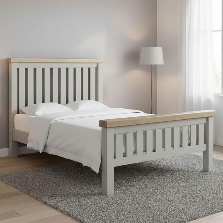 Salcombe - Slatted Bed - Grey Oak - 4ft 6in Double
