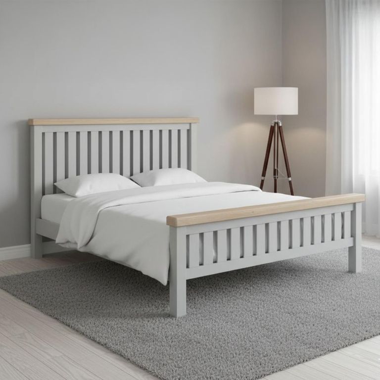 Salcombe - Slatted Bed - Grey Oak - 6ft Queen Size