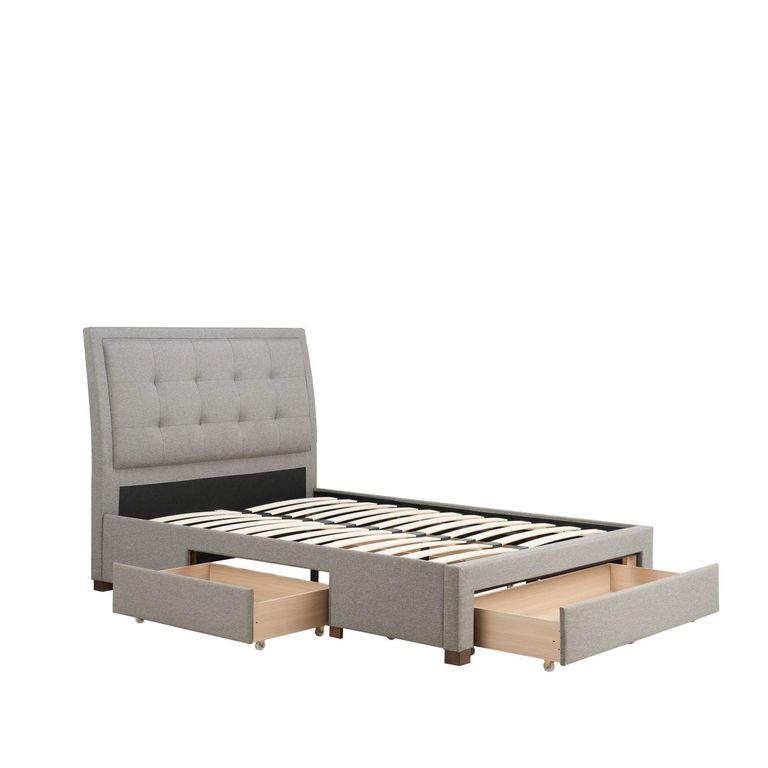 Shelby Bed - Grey Fabric - Sizes Available