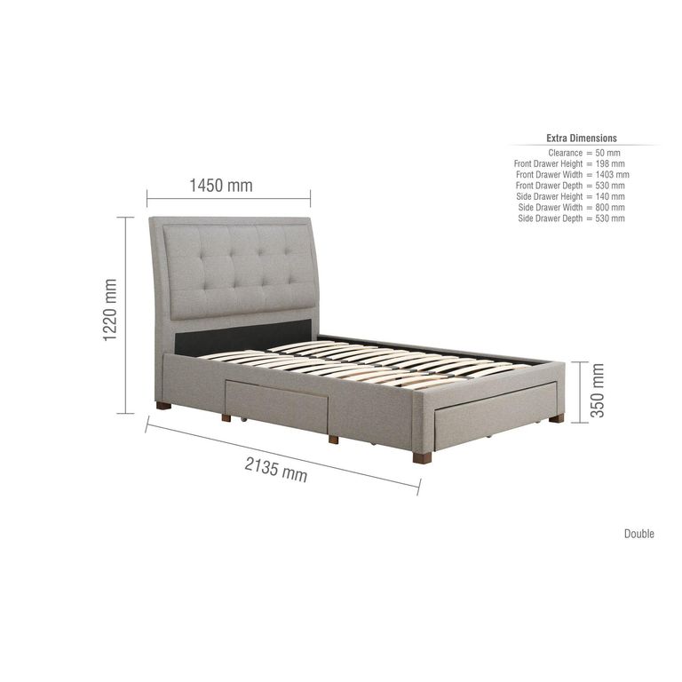 Shelby Bed - Grey Fabric - Sizes Available