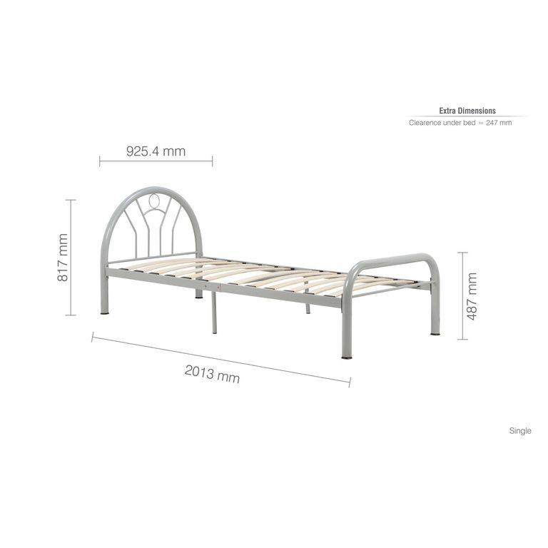 Solo Bed Frame - Silver Metal - 3ft Single
