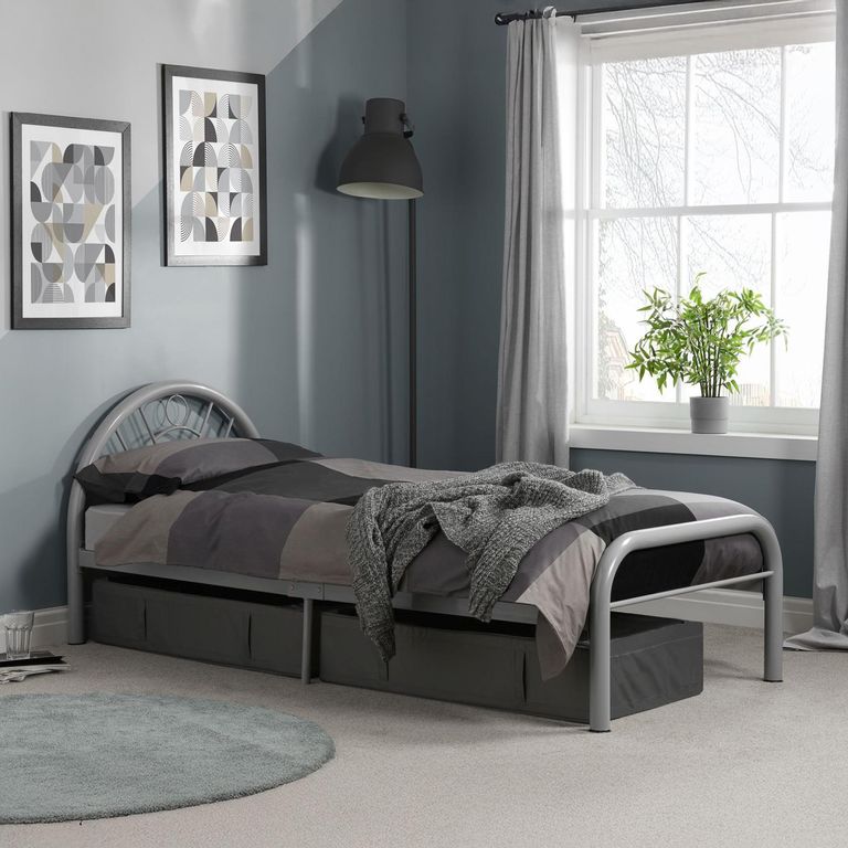 Solo Bed Frame - Silver Metal - 3ft Single