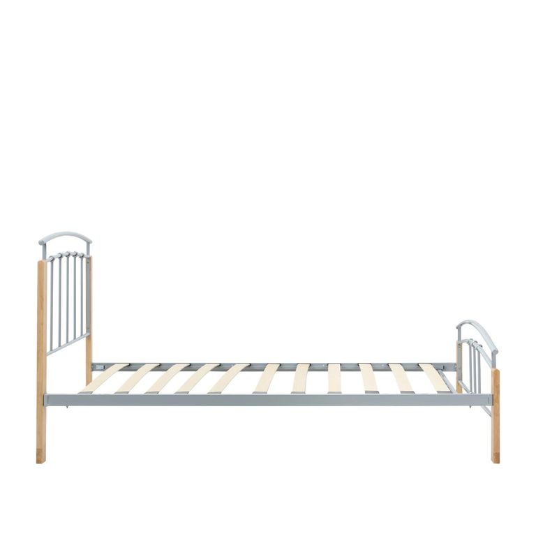 Tetras Beech Bed Frame - Silver Metal - Sizes Available