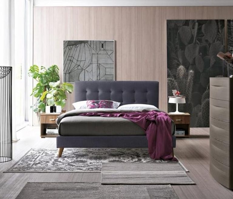 Novara Bed - Dark Grey Fabric - Sizes Available