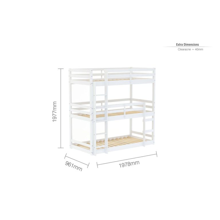 Tressa Kids Triple Bunk Bed - White
