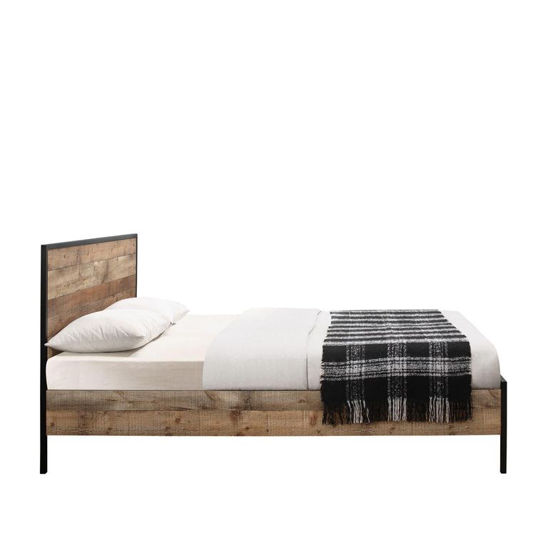 Urban Industrial Style Bed - Rustic Wood - Sizes Available