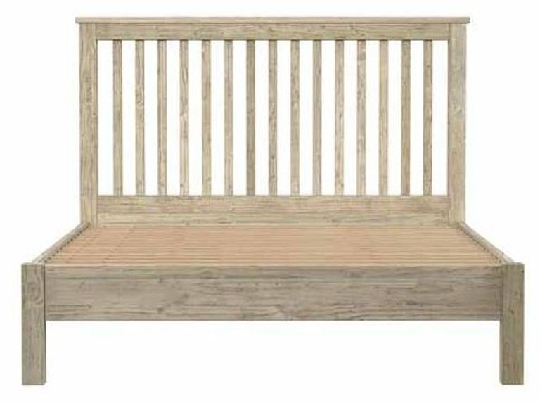 Washed Grey Reclaimed Pine 5ft King Size Slatted Bed