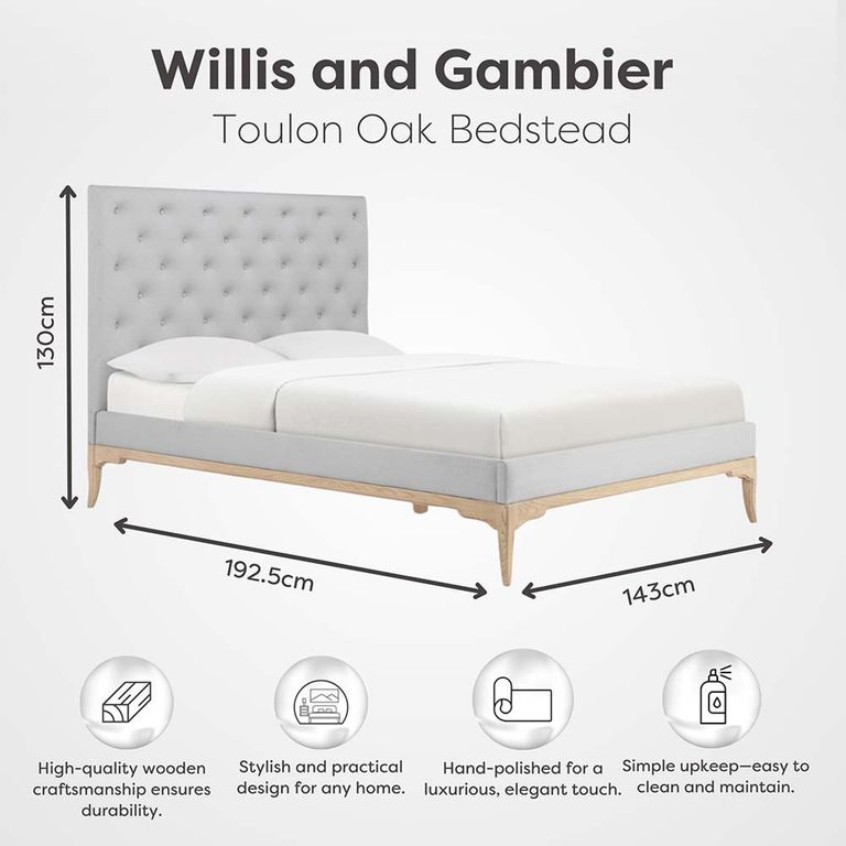 Toulon Bed - Oak - Sizes Available