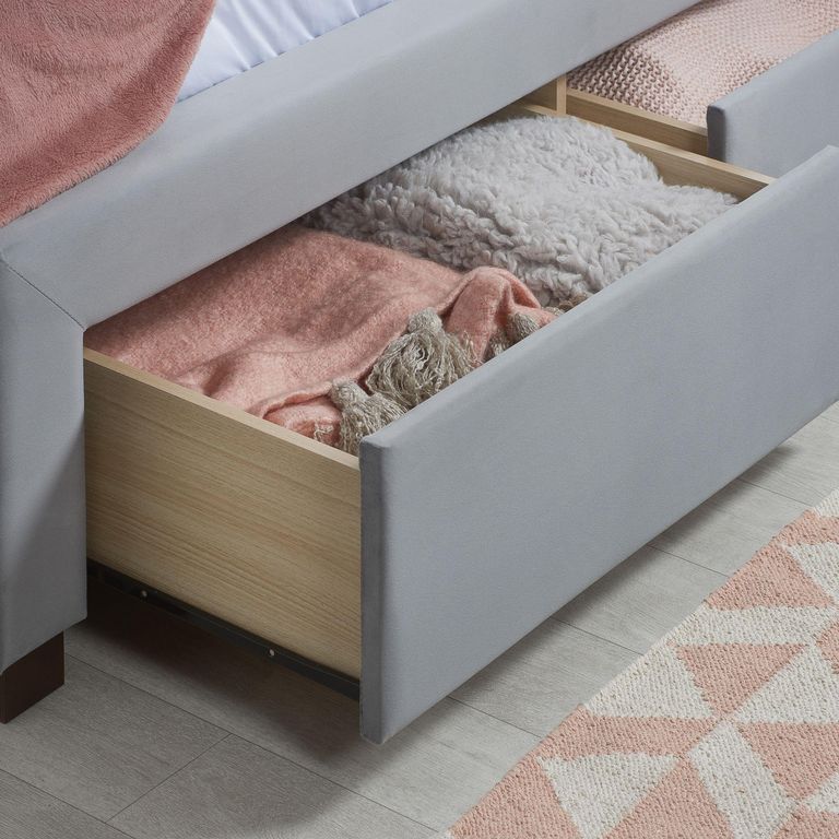 Woodbury Bed - Grey Fabric - Sizes Available