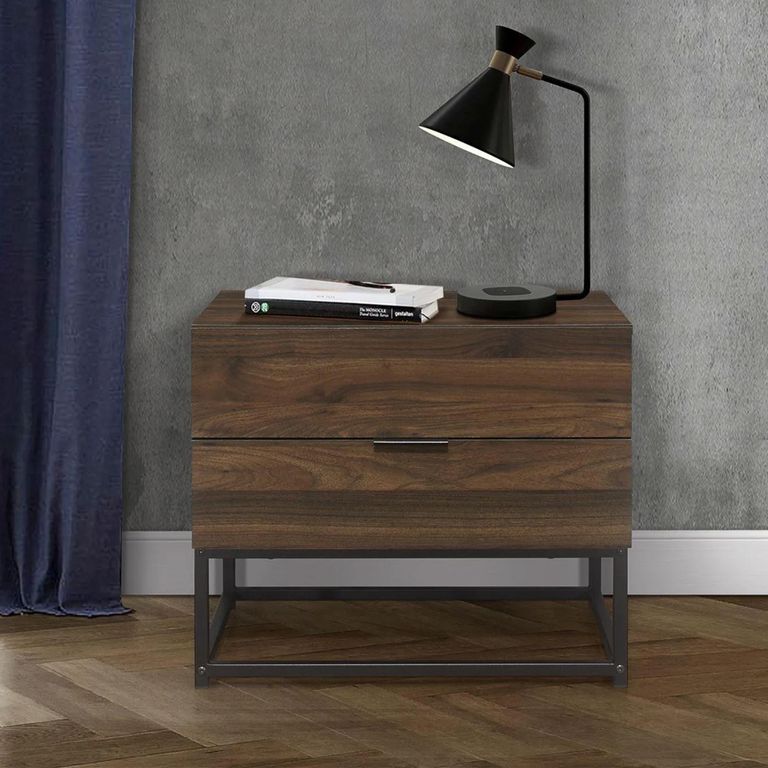 Houston Bedside Cabinet - 2 Drawer - Walnut