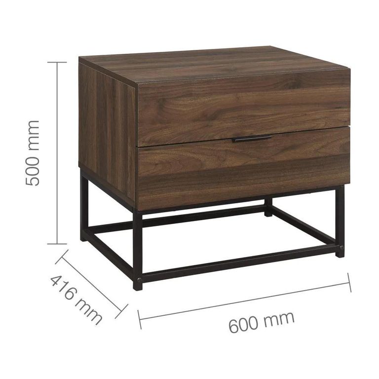 Houston Bedside Cabinet - 2 Drawer - Walnut