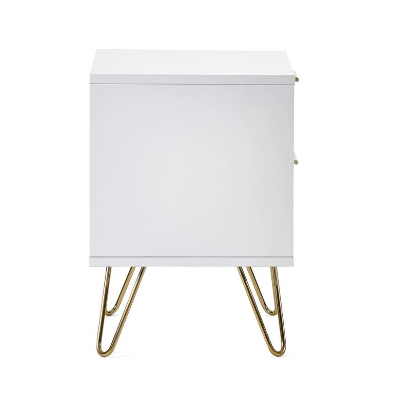 Murano Bedside Cabinet - 2 Drawer - Ribbed - White