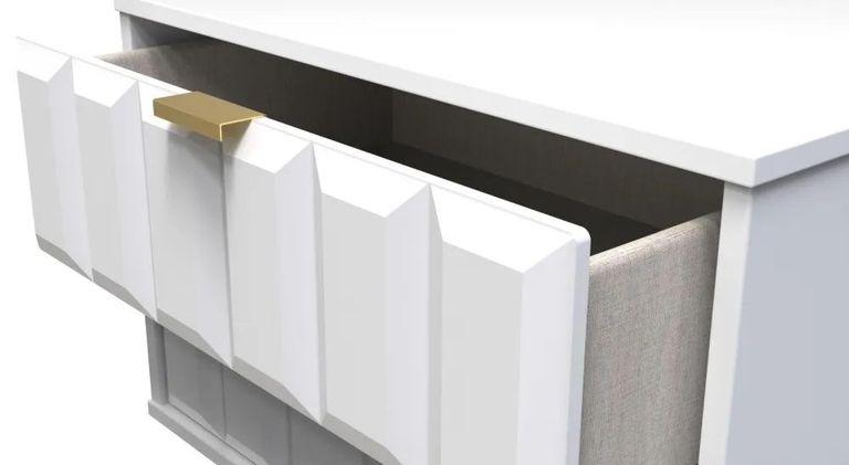 Cube White 2 Drawer Wide Bedside Cabinet with Gold Hairpin Legs