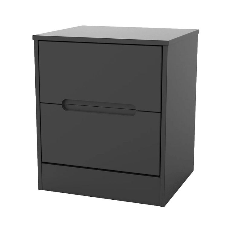 Monaco Bedside Cabinet - 2 Drawer - Black