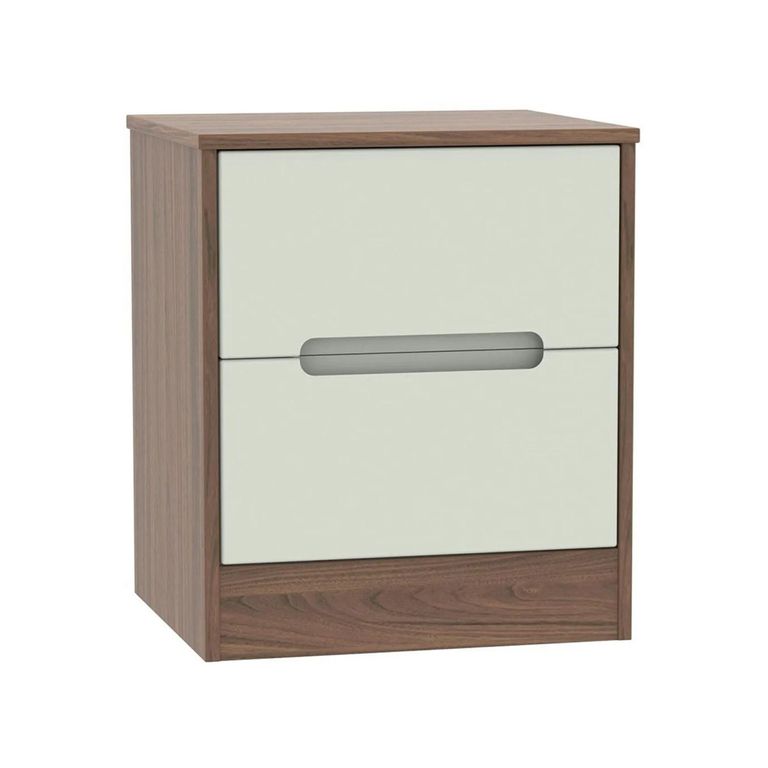 Monaco Bedside Cabinet - 2 Drawer - Cashmere and Carini Walnut