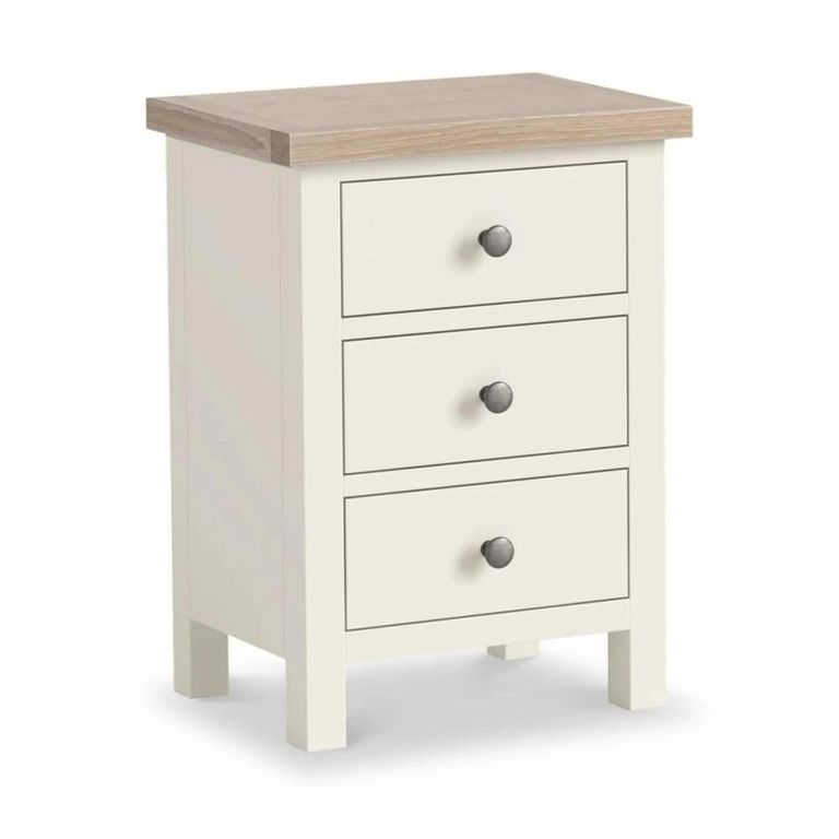 Modern Bedside Cabinet - 3 Drawer - White Painted
