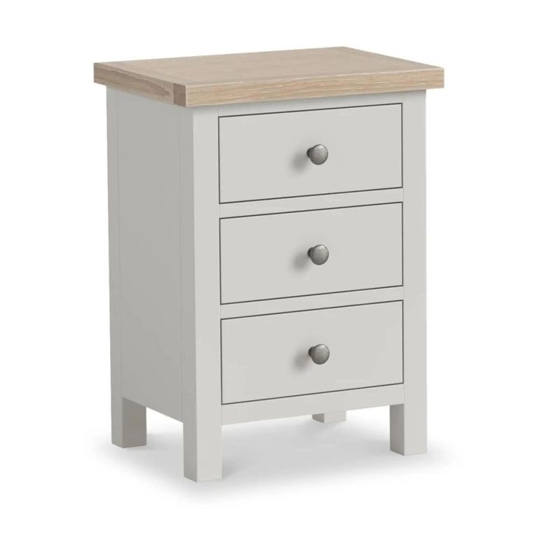 Modern Bedside Cabinet - 3 Drawer - Grey Painted