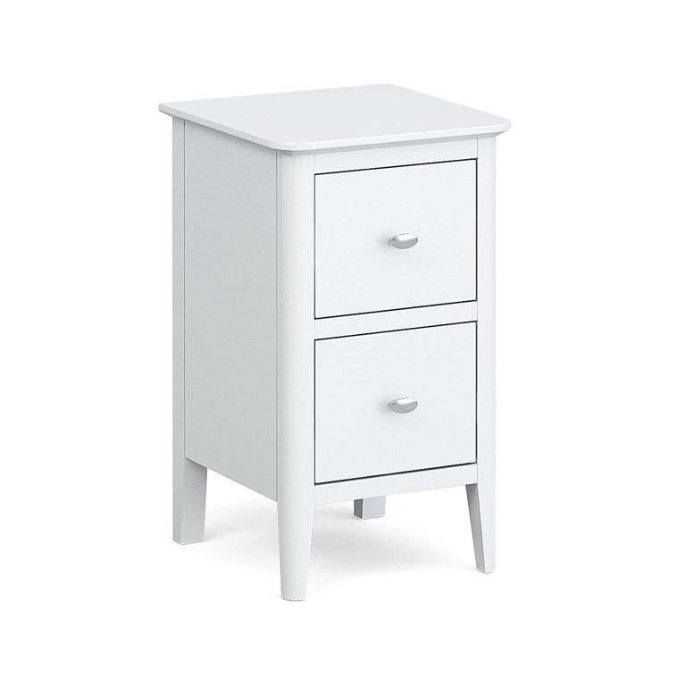 Hampstead Narrow Bedside Cabinet - 2 Drawer - White