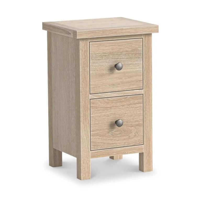 Modern Country Oak - Narrow Bedside Cabinet - 2 Drawer