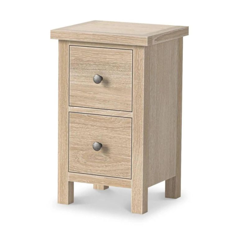 Modern Country Oak - Narrow Bedside Cabinet - 2 Drawer