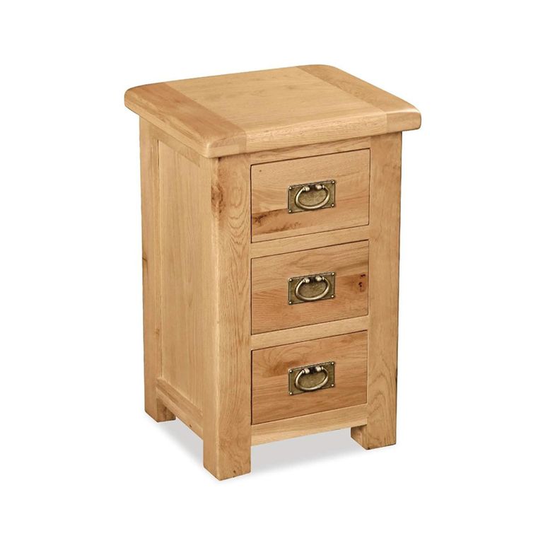 Salisbury Premium Narrow Bedside Cabinet - 3 Drawer - Oak
