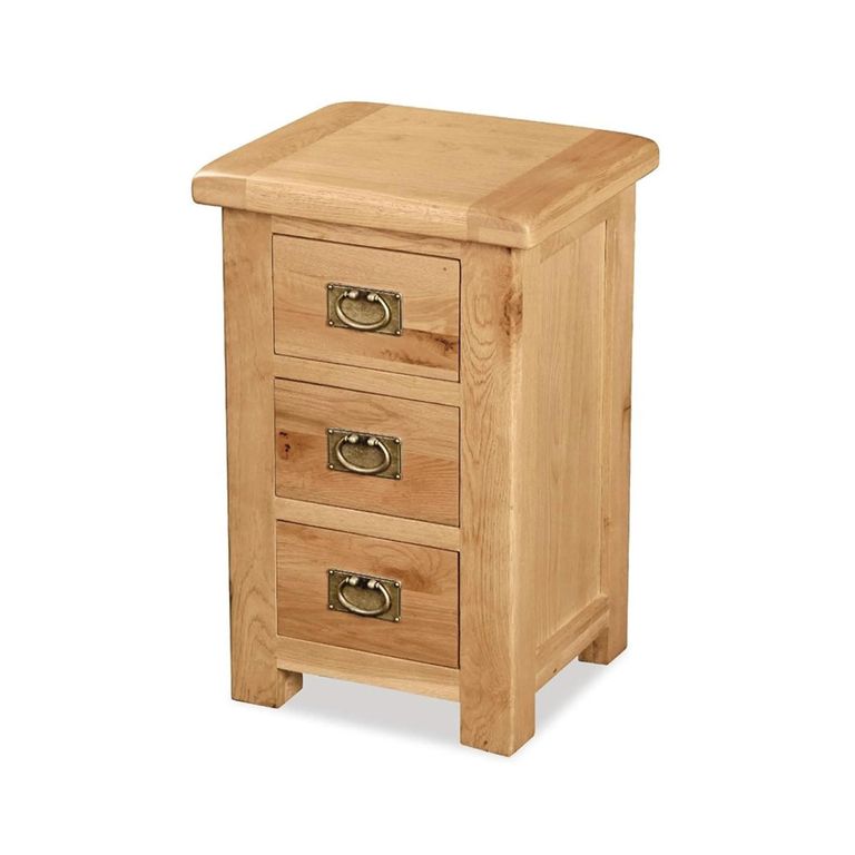 Salisbury Premium Narrow Bedside Cabinet - 3 Drawer - Oak