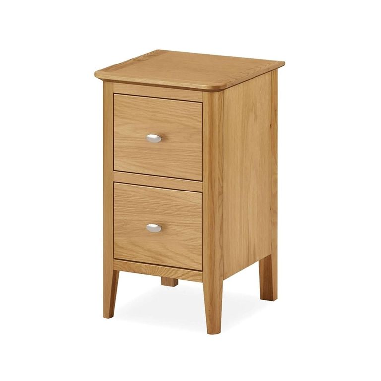 Bath Narrow Bedside Cabinet - 2 Drawer - Oak