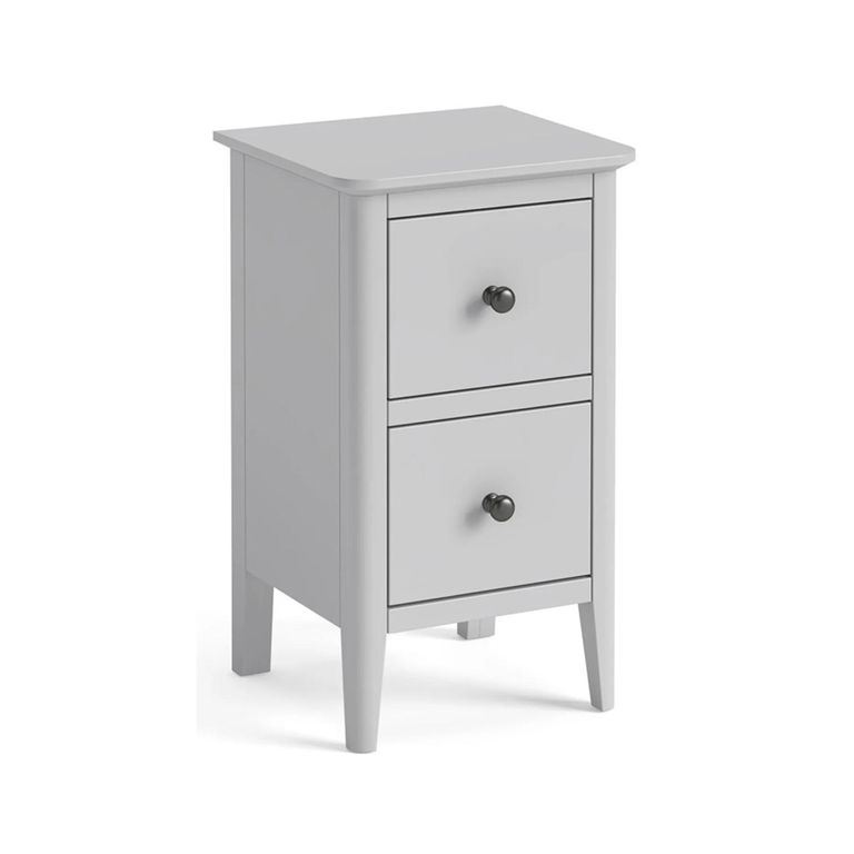 Stowe Narrow Bedside Cabinet - 2 Drawer - Grey