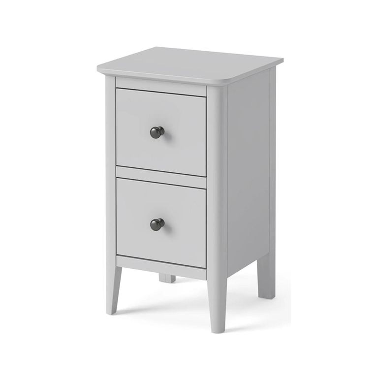 Stowe Narrow Bedside Cabinet - 2 Drawer - Grey