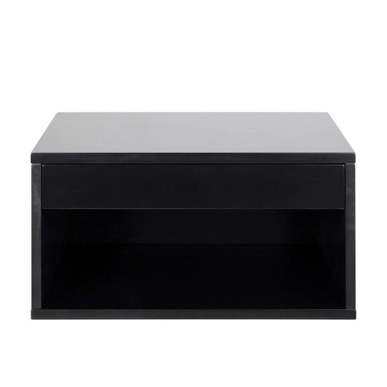 Cholet Bedside Table - 1 Drawer - Wall Mounted - Floating - Black Painted