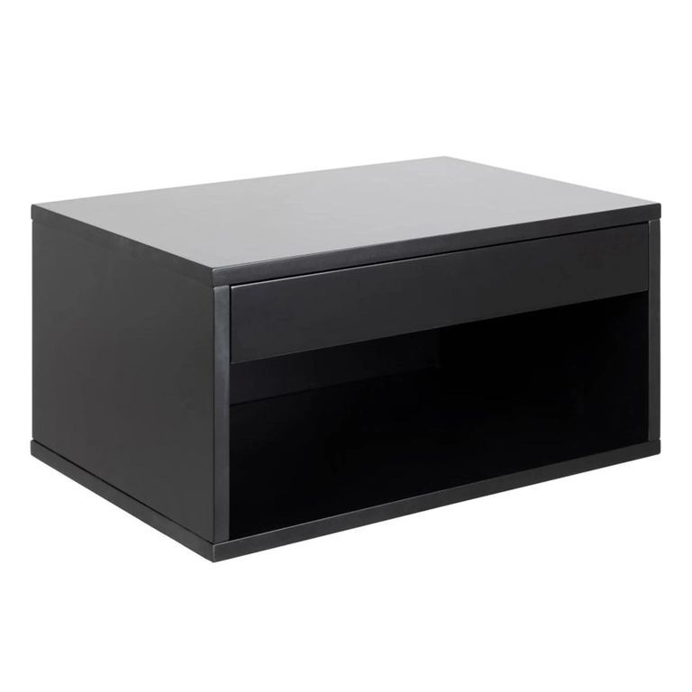 Cholet Bedside Table - 1 Drawer - Wall Mounted - Floating - Black Painted