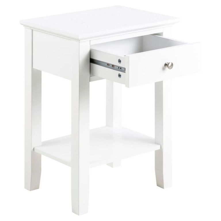 Linnea Bedside Table - 1 Drawer - White