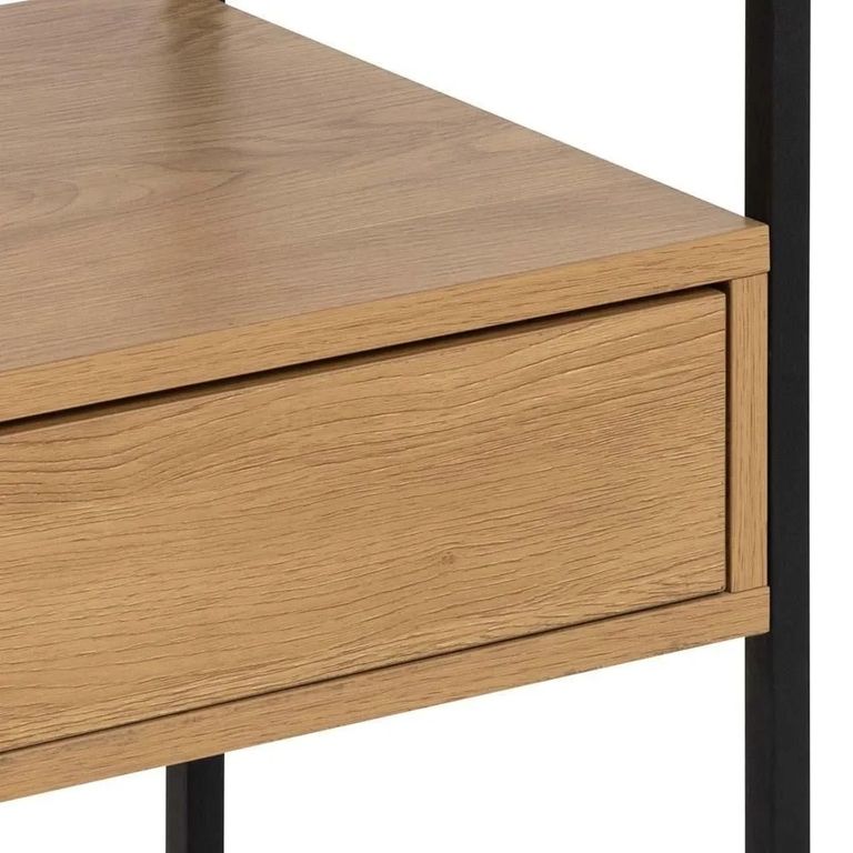 Randolf Bedside Table - 1 Drawer - Oak and Black