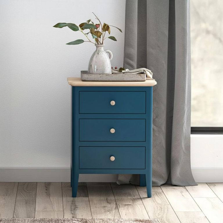 Marlow Bedside Cabinet - 3 Drawer - Blue