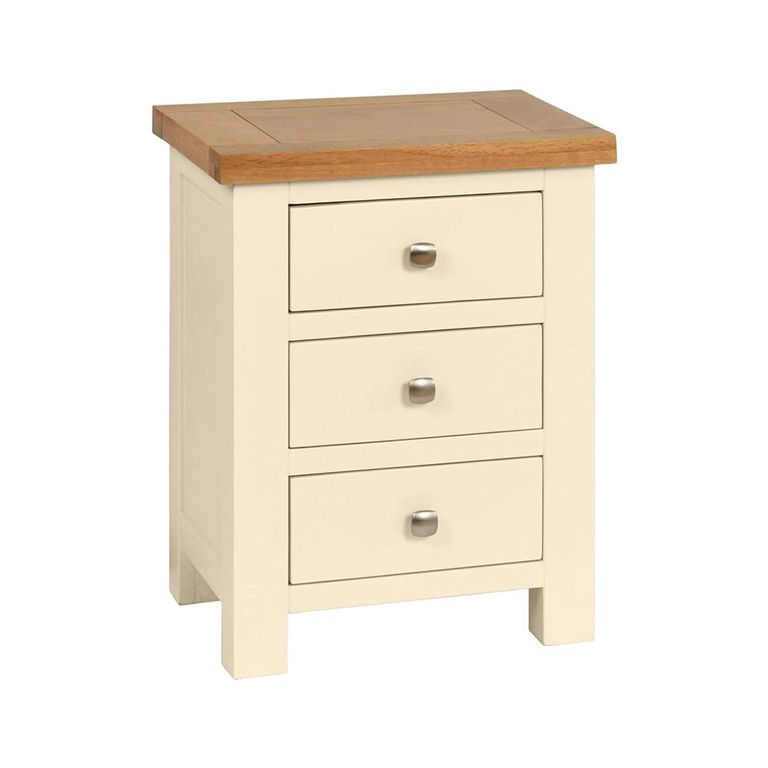 Lundy Bedside Cabinet - 3 Drawer - Ivory Painted