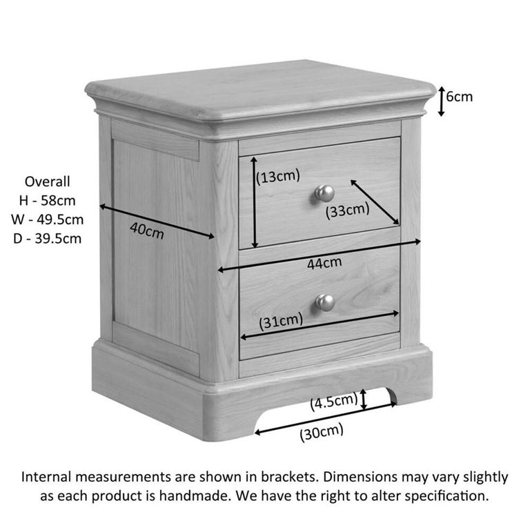 Cromwell Bedside Cabinet - 2 Drawer - Oak
