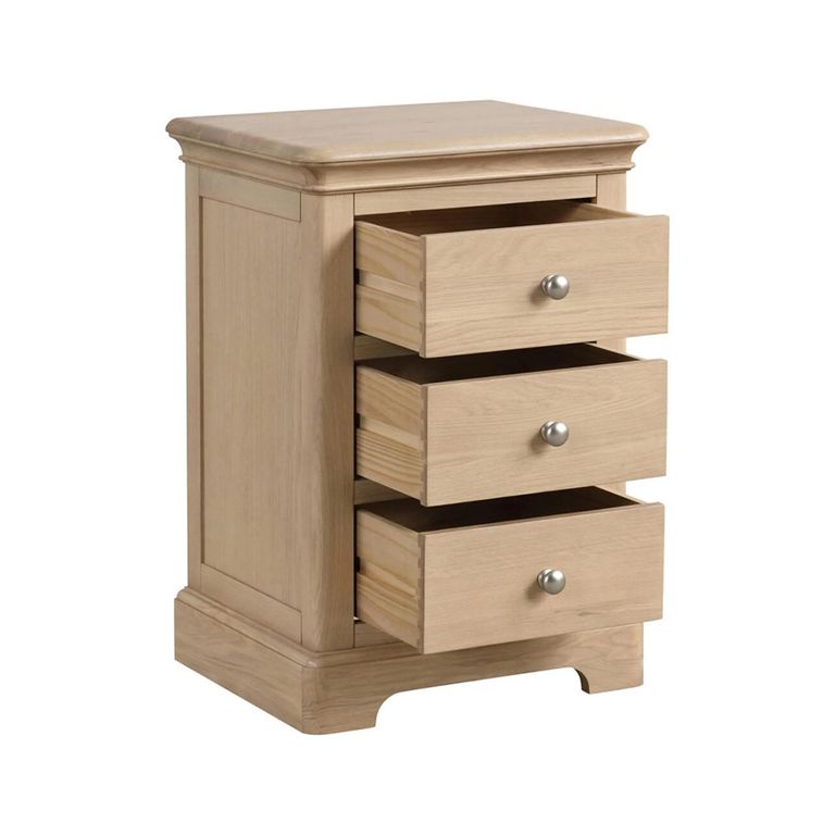 Cromwell Bedside Cabinet - 3 Drawer - Oak