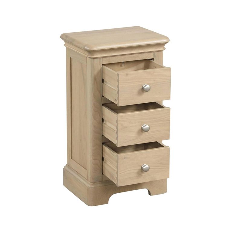 Cromwell Bedside Cabinet - 3 Drawer Compact - Oak