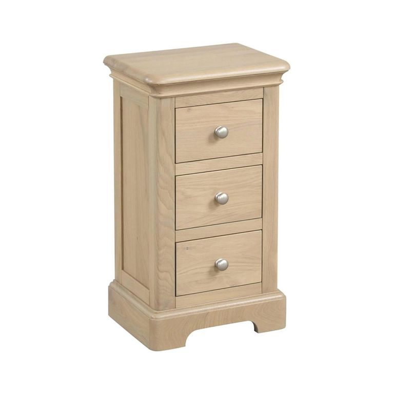 Cromwell Bedside Cabinet - 3 Drawer Compact - Oak