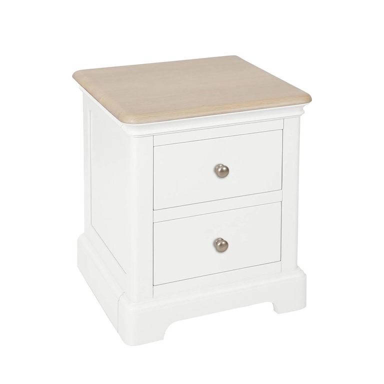 Cromwell Bedside Cabinet - 2 Drawer - White Painted