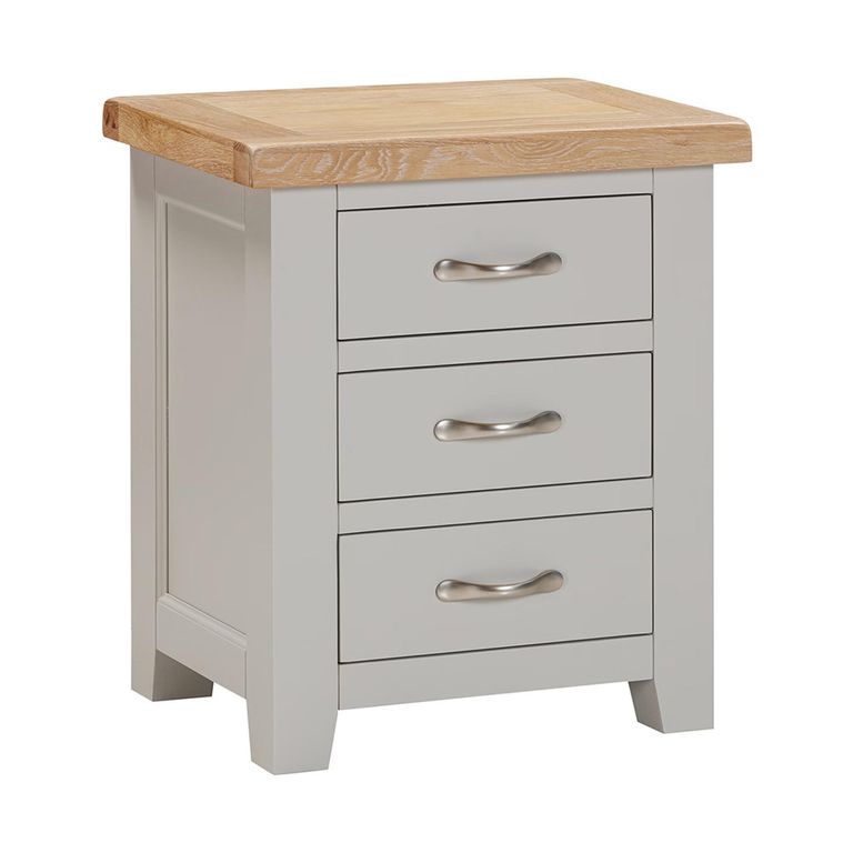 Wilmont Bedside Cabinet - 3 Drawer - Grey Painted