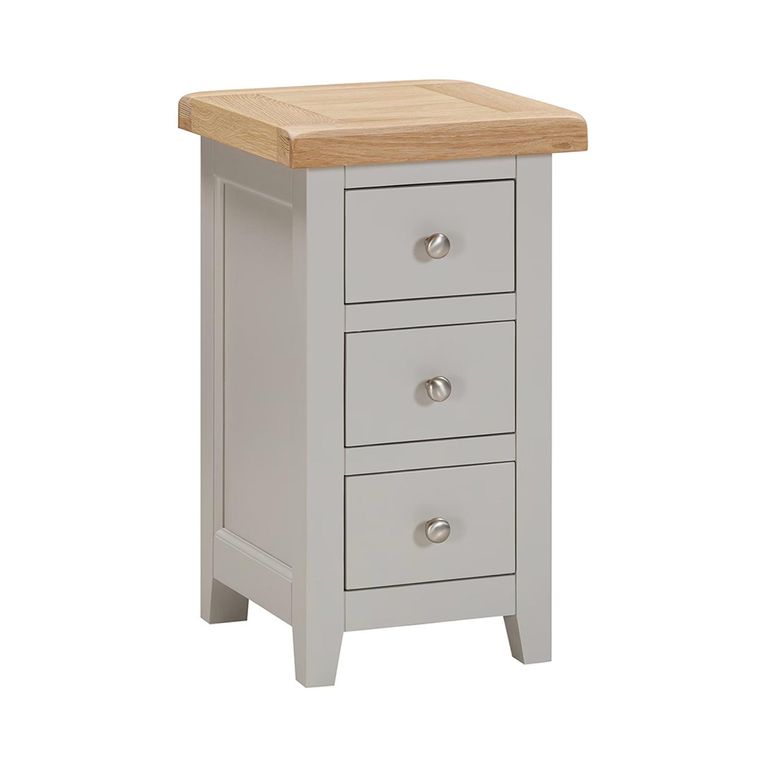 Wilmont Bedside Cabinet - 3 Drawer Compact - Grey Painted