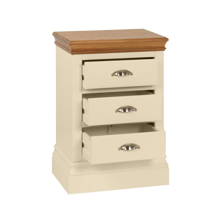 Versailles Bedside Cabinet - 3 Drawer - Ivory Painted