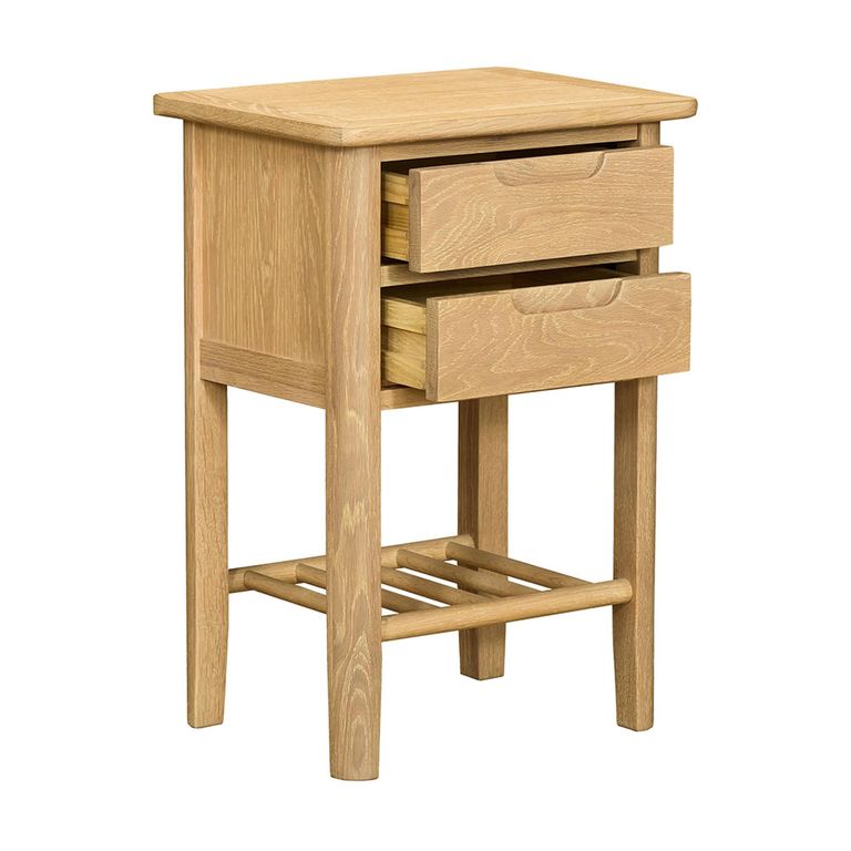 Twyford Bedside Table - 2 Drawer - Oak