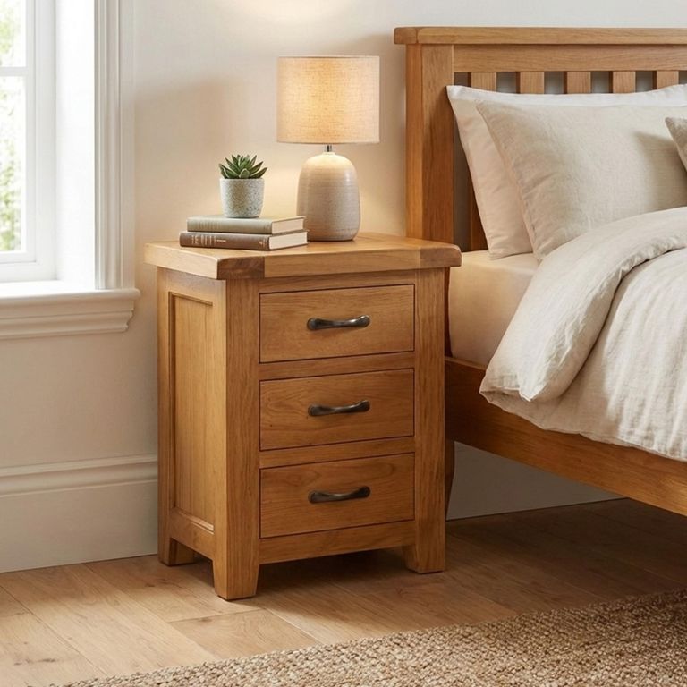Somer Bedside Cabinet - 3 Drawer - Oak