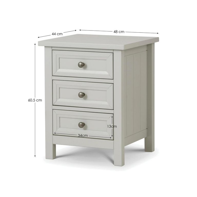Maine Bedside Cabinet - 3 Drawer - Grey