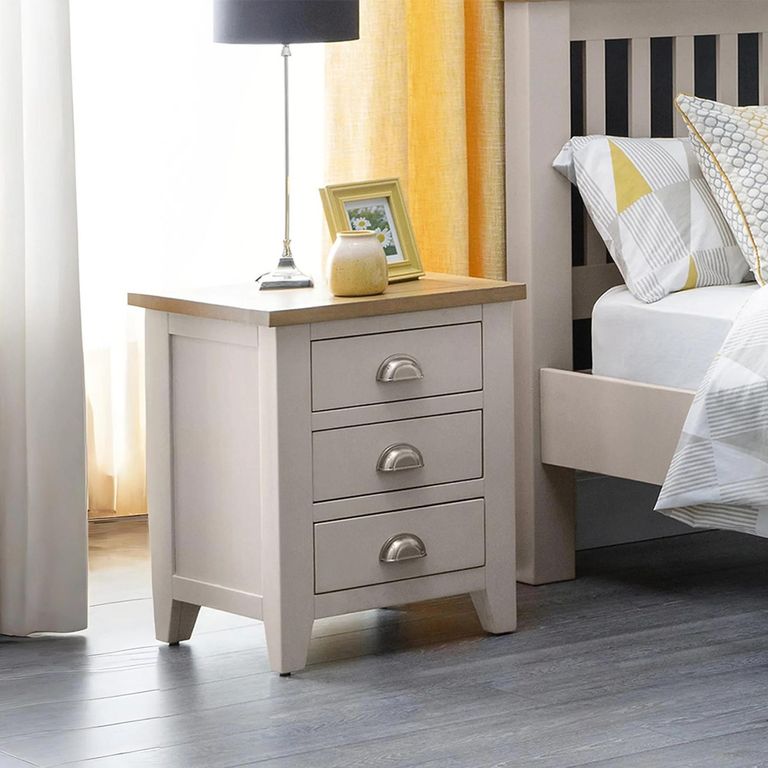 Richmond Bedside Cabinet - 3 Drawer - Grey
