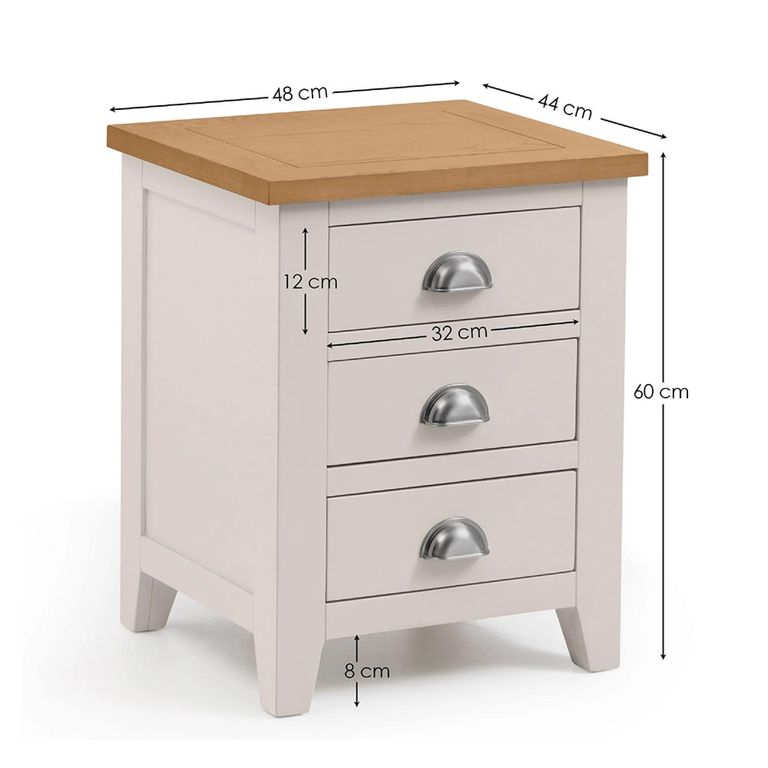 Richmond Bedside Cabinet - 3 Drawer - Grey