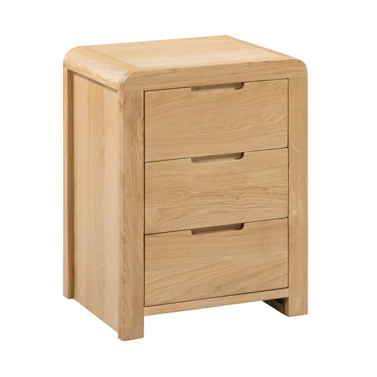 Curve Bedside Cabinet - 3 Drawer - Small - Oak